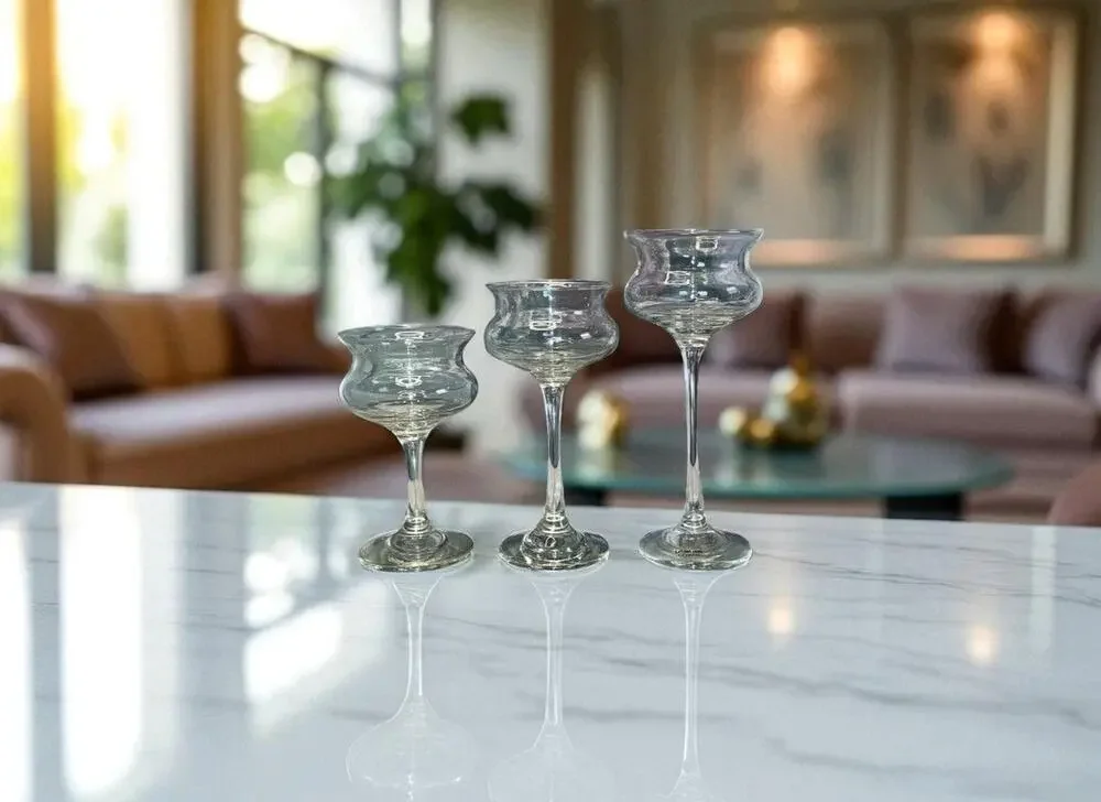 Vintage Le Smith Glass Co. Firefly II Salad Oil Burning Candle Glasses Set of 3